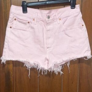 Levi's Pink Frayed Hem Women Shorts